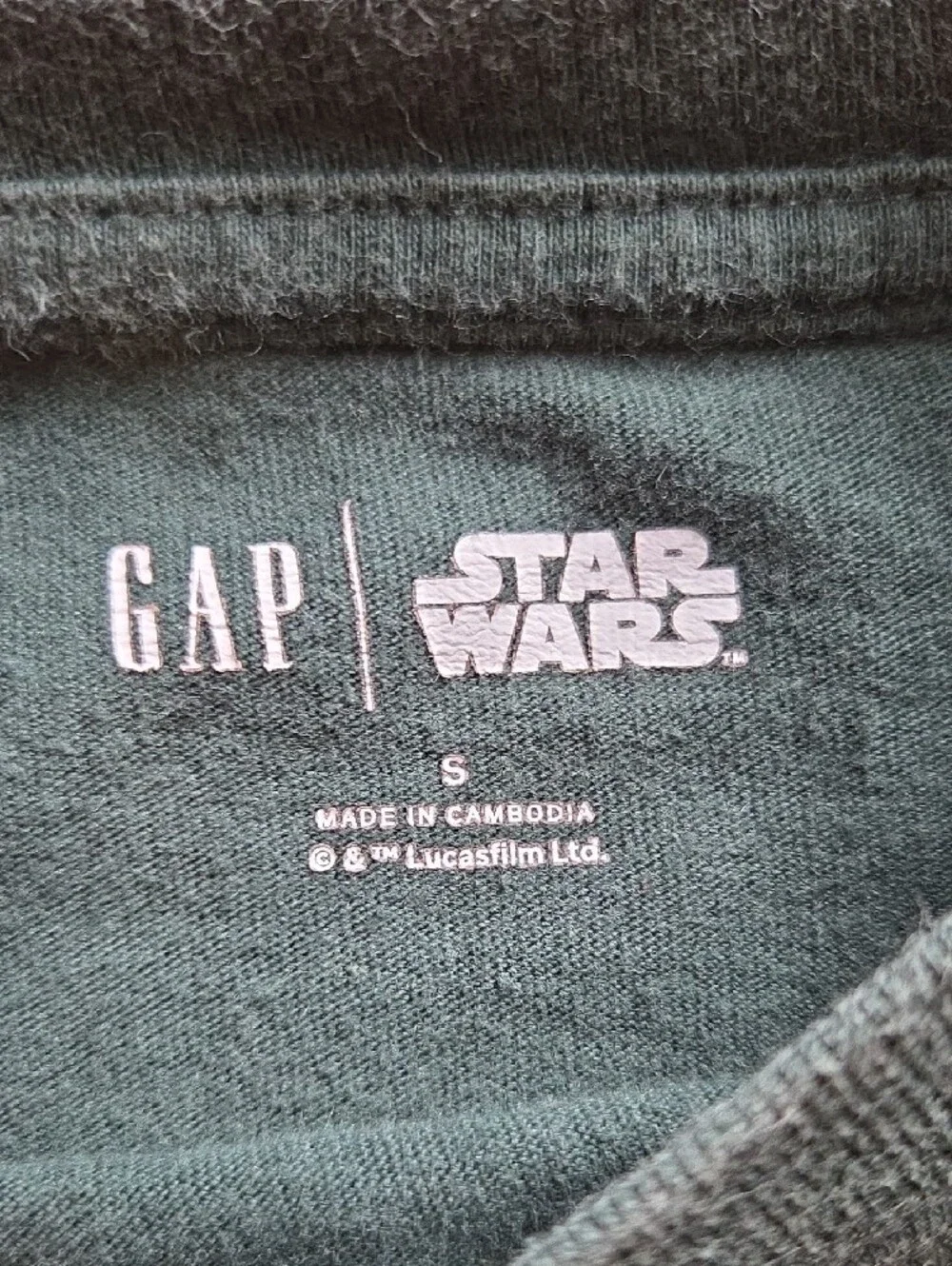 GAP Boys Dark Green Tee with Yoda Face Graphic